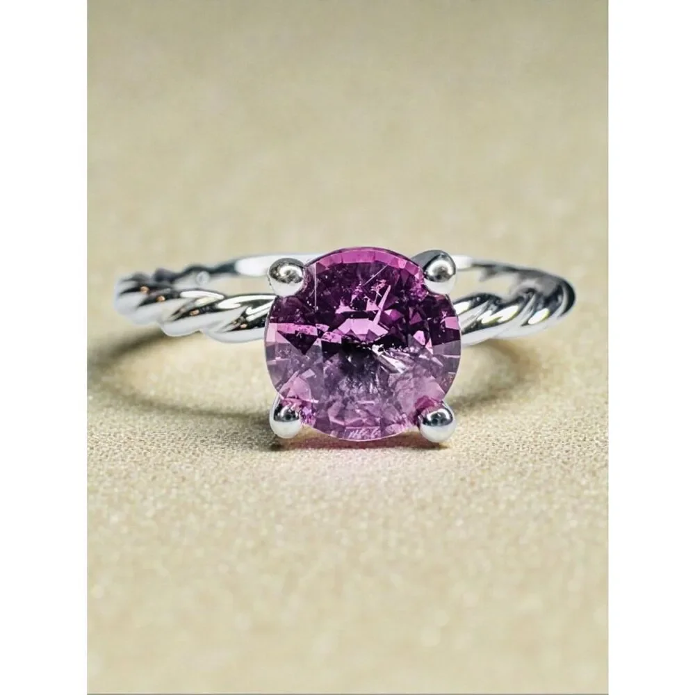 James Allen 14K Gold Natural Pink Sapphire Diamond Engagement Ring Size 6